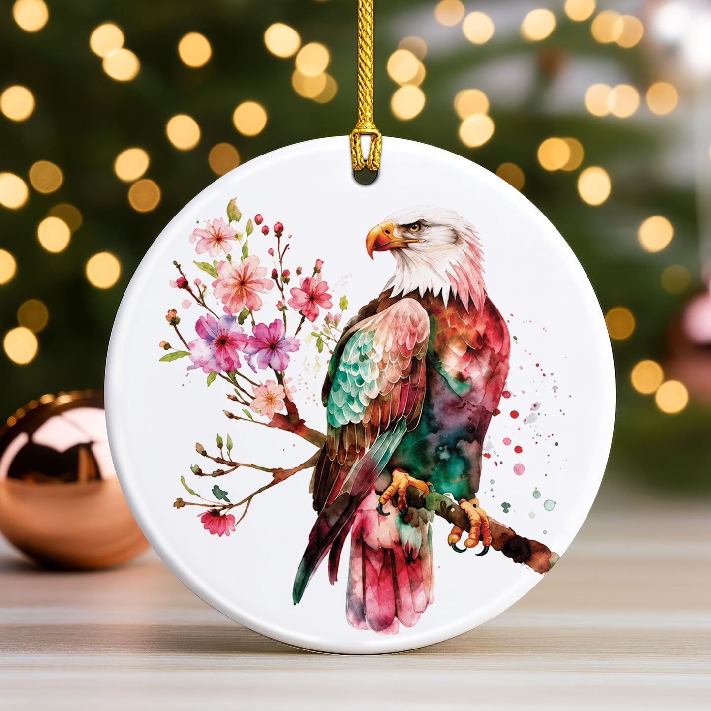 Eagle Ceramic Christmas Ornament - Native Inspired Holiday Decor