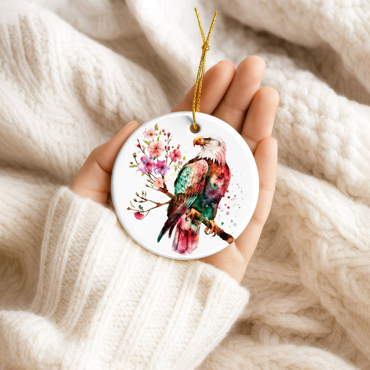 Eagle Ceramic Christmas Ornament - Native Inspired Holiday Decor