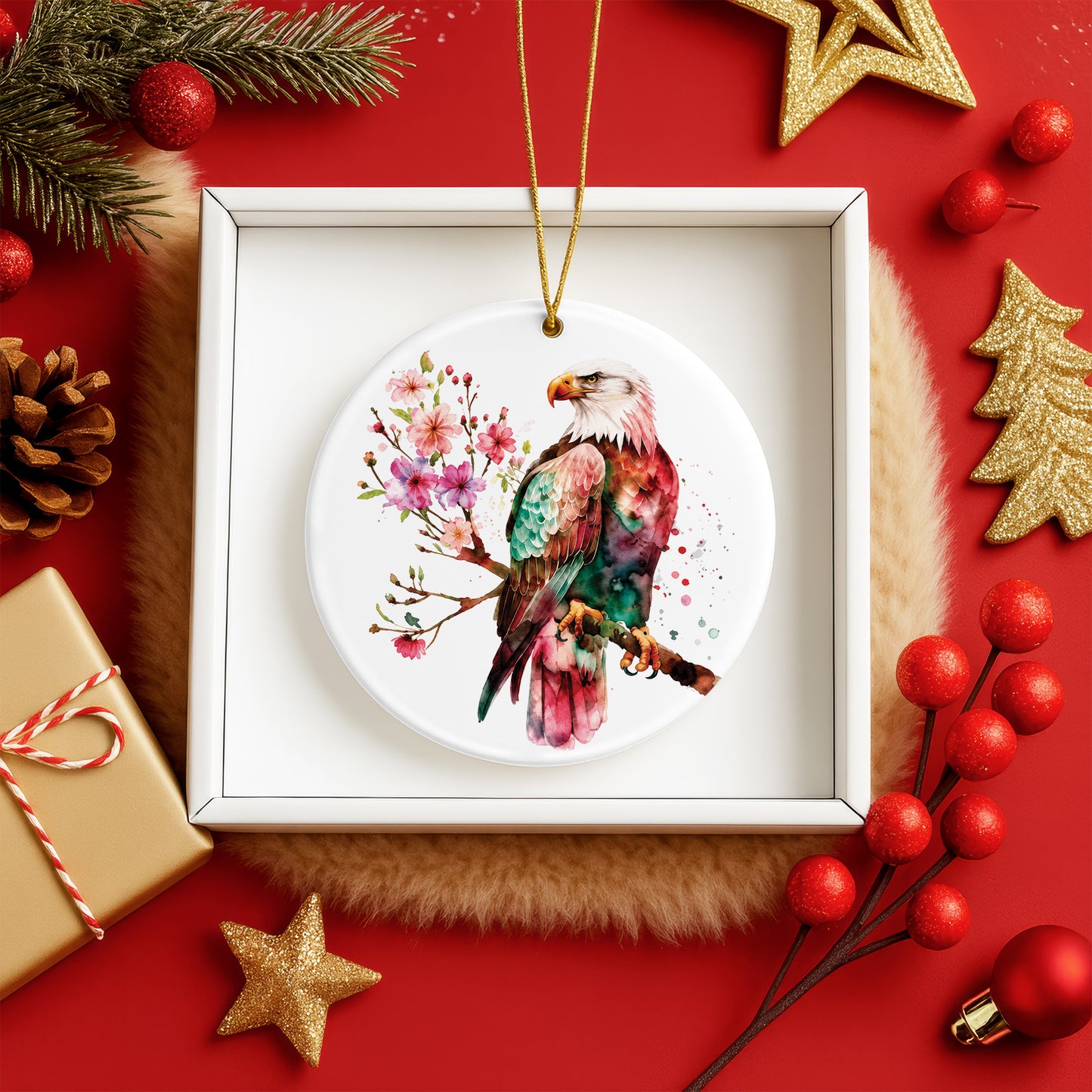 Eagle Ceramic Christmas Ornament - Native Inspired Holiday Decor