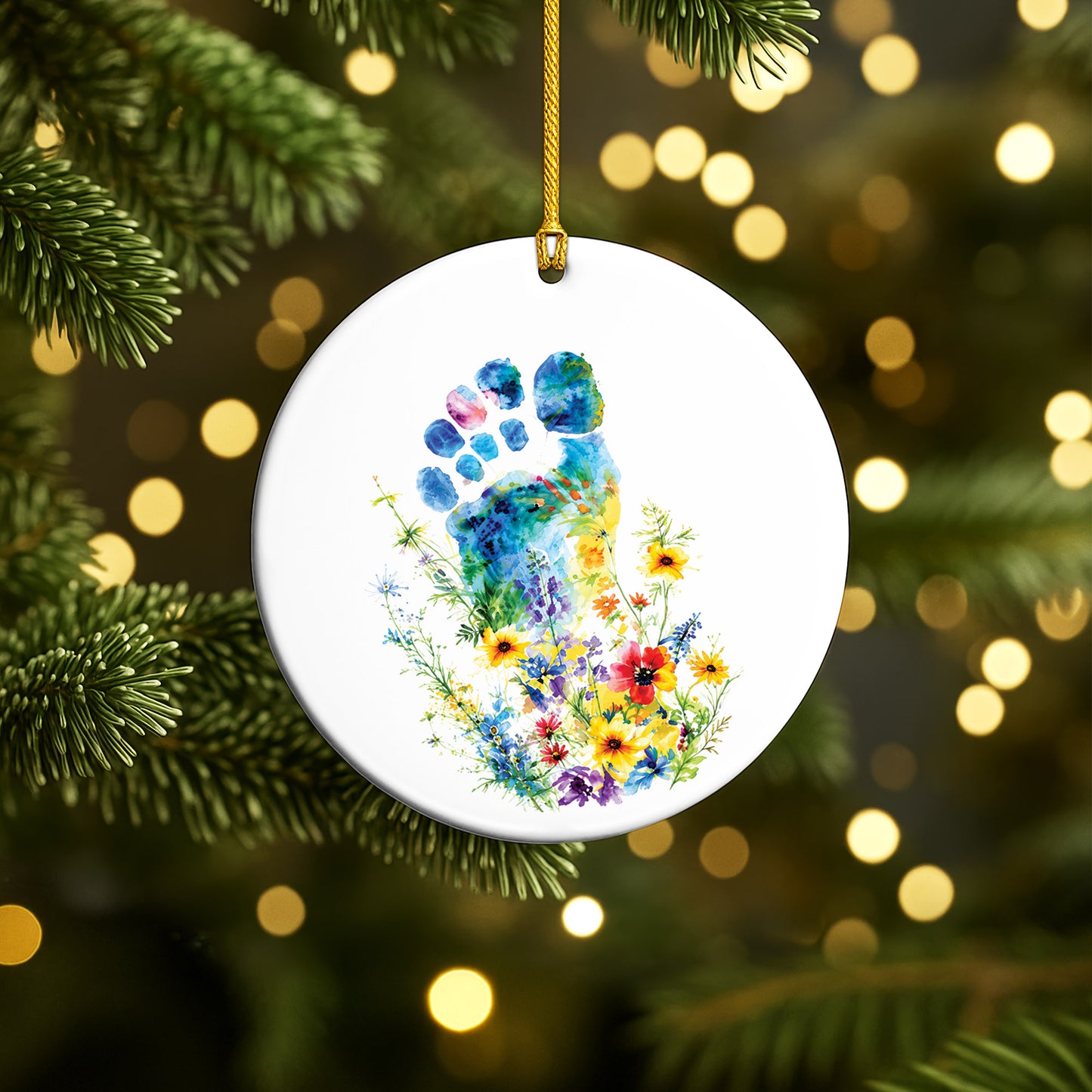 Watercolor Bigfoot Ceramic Ornament - Christmas Tree Decoration