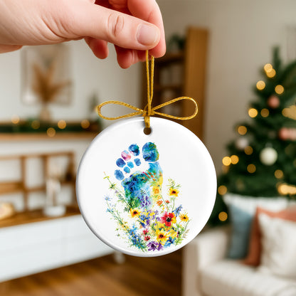 Watercolor Bigfoot Ceramic Ornament - Christmas Tree Decoration