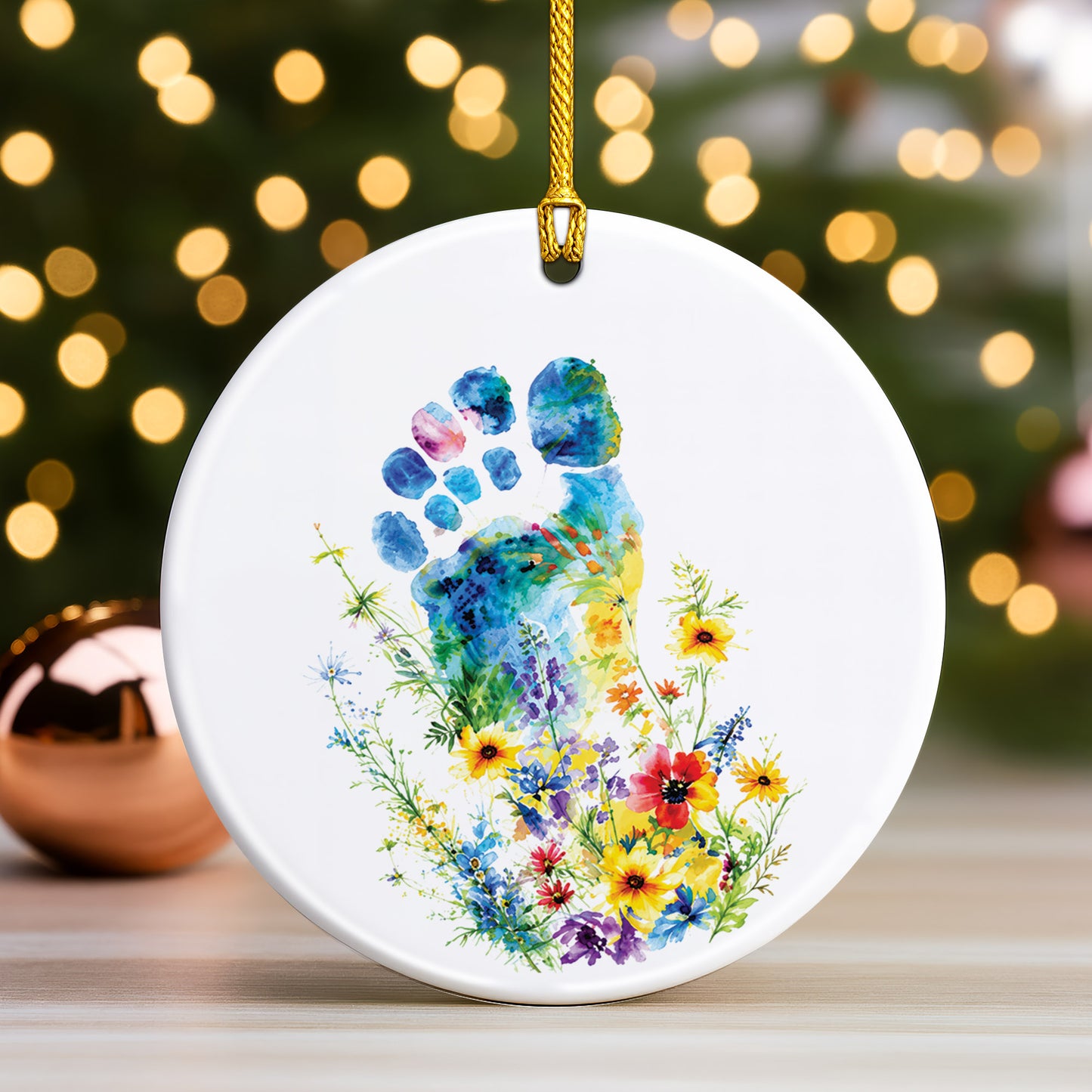 Watercolor Bigfoot Ceramic Ornament - Christmas Tree Decoration
