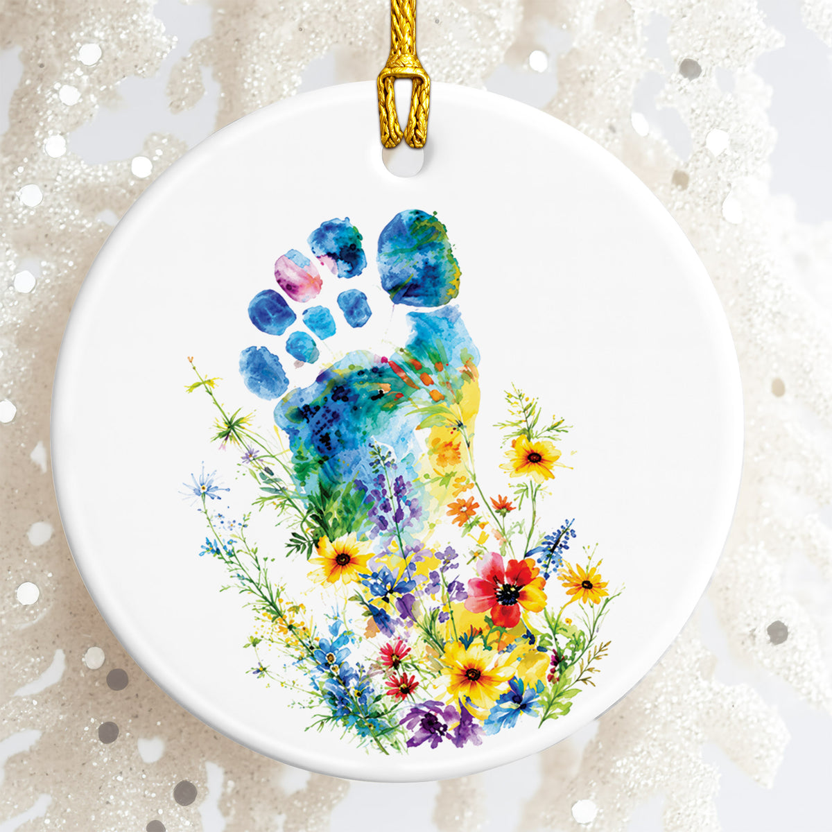 Watercolor Bigfoot Ceramic Ornament - Christmas Tree Decoration
