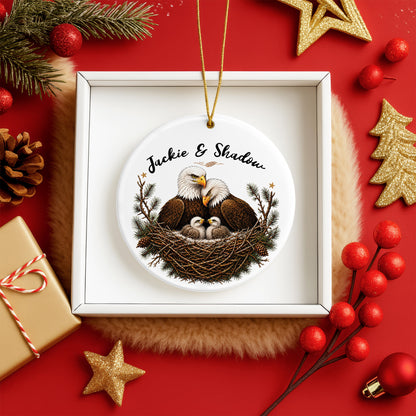 Personalized Eagle Ceramic Christmas Ornament Couple Gift