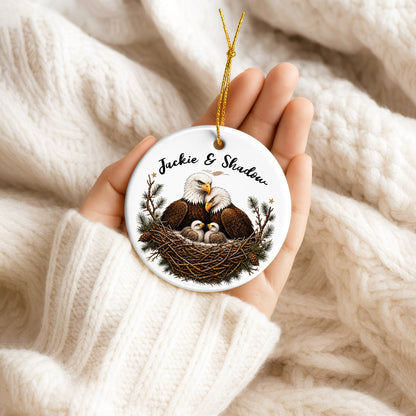 Personalized Eagle Ceramic Christmas Ornament Couple Gift