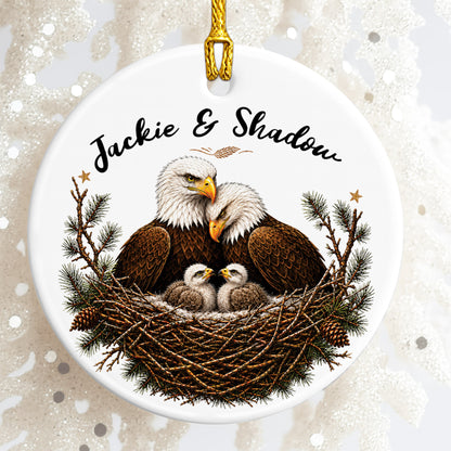 Personalized Eagle Ceramic Christmas Ornament Couple Gift
