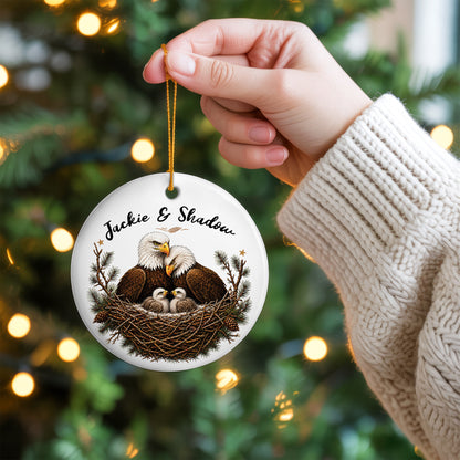 Personalized Eagle Ceramic Christmas Ornament Couple Gift