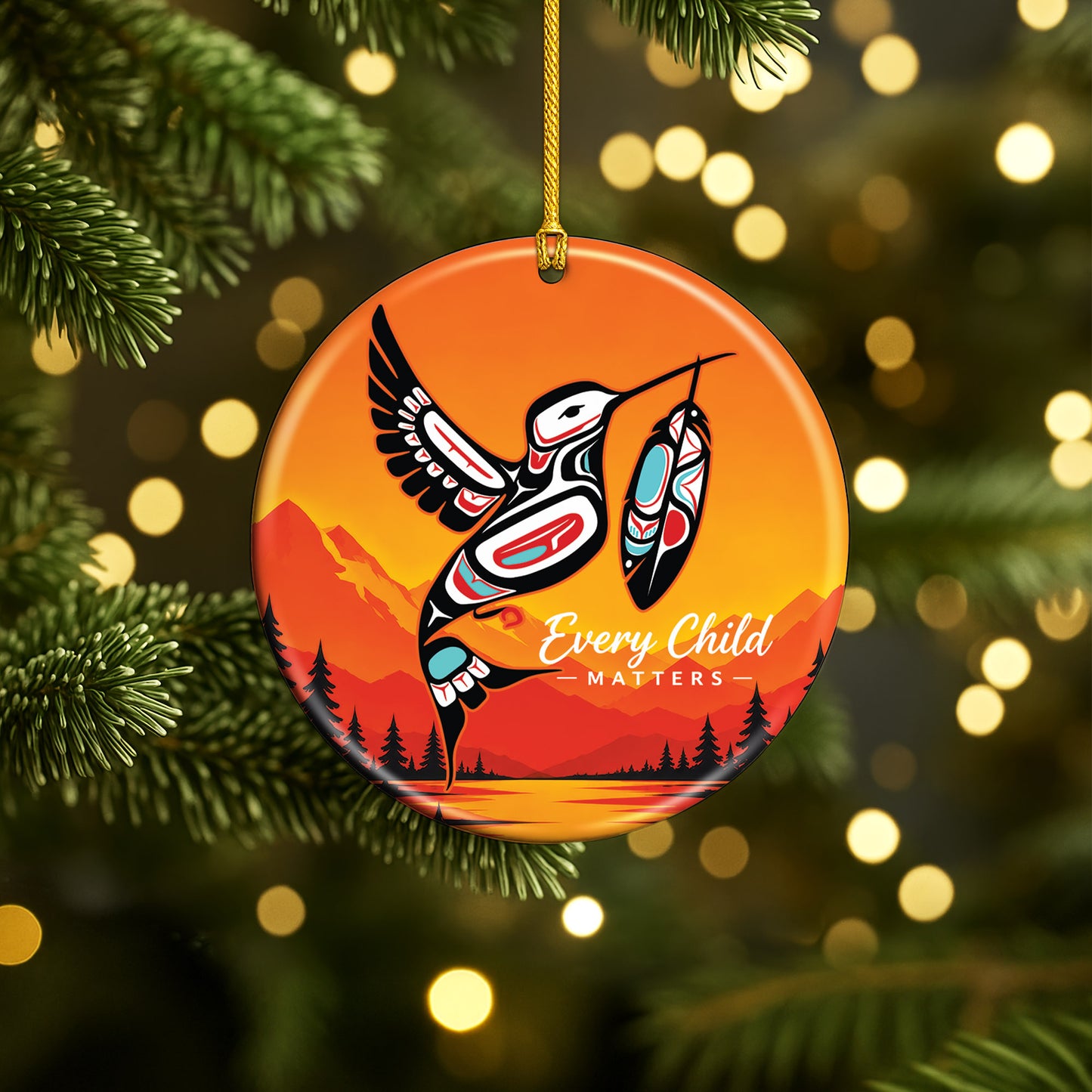 Every Child Matters Ceramic Ornament - Orange Holiday Decor