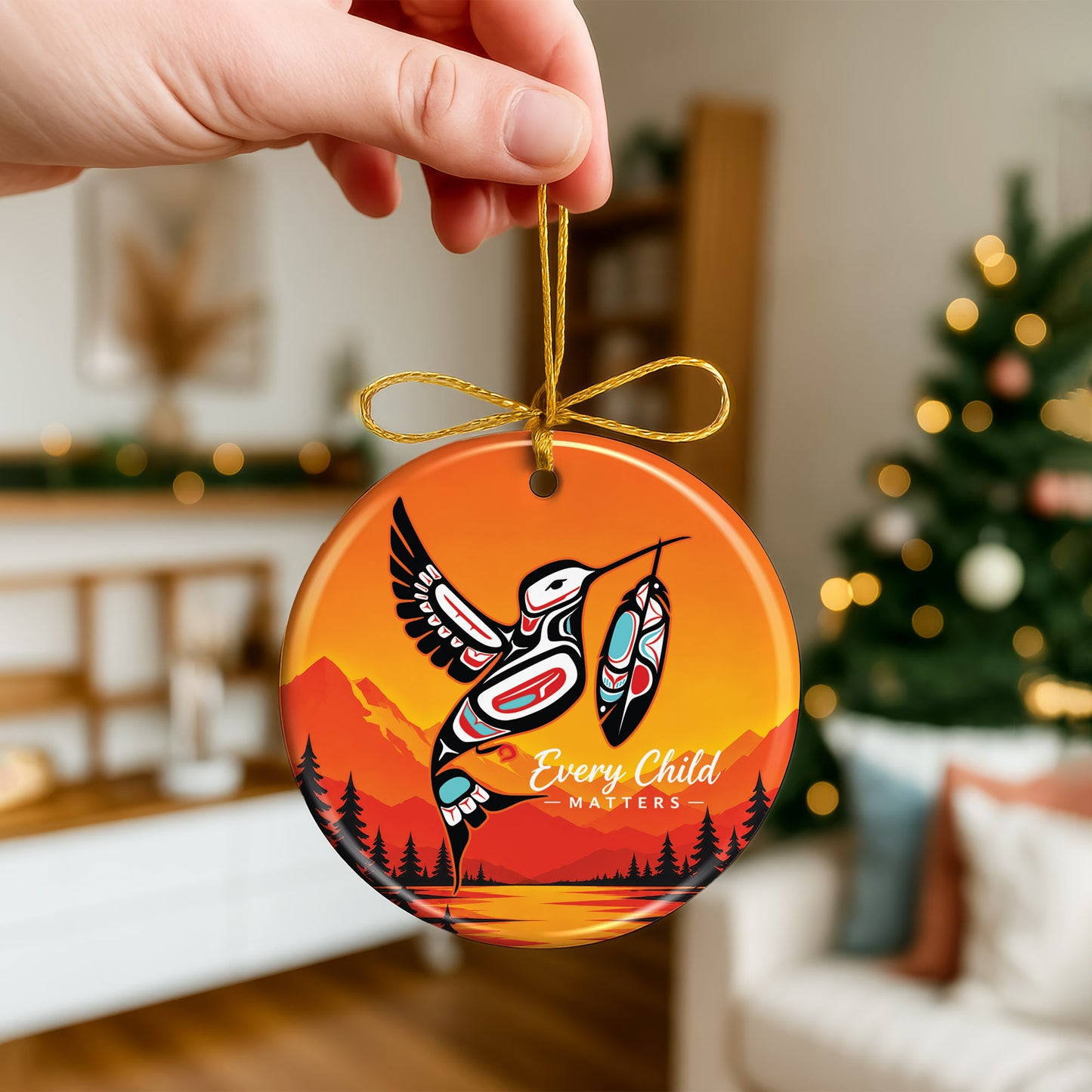 Every Child Matters Ceramic Ornament - Orange Holiday Decor