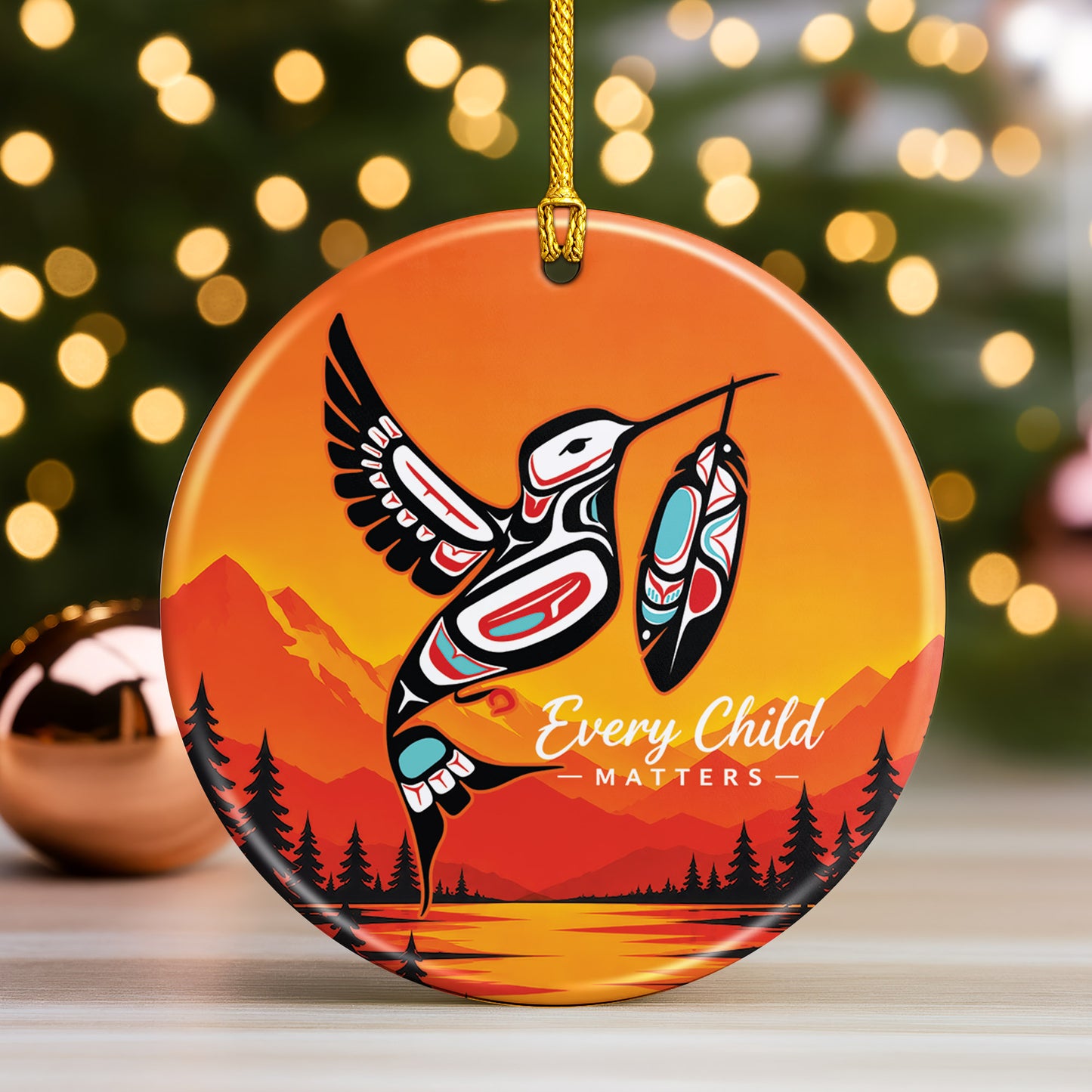 Every Child Matters Ceramic Ornament - Orange Holiday Decor