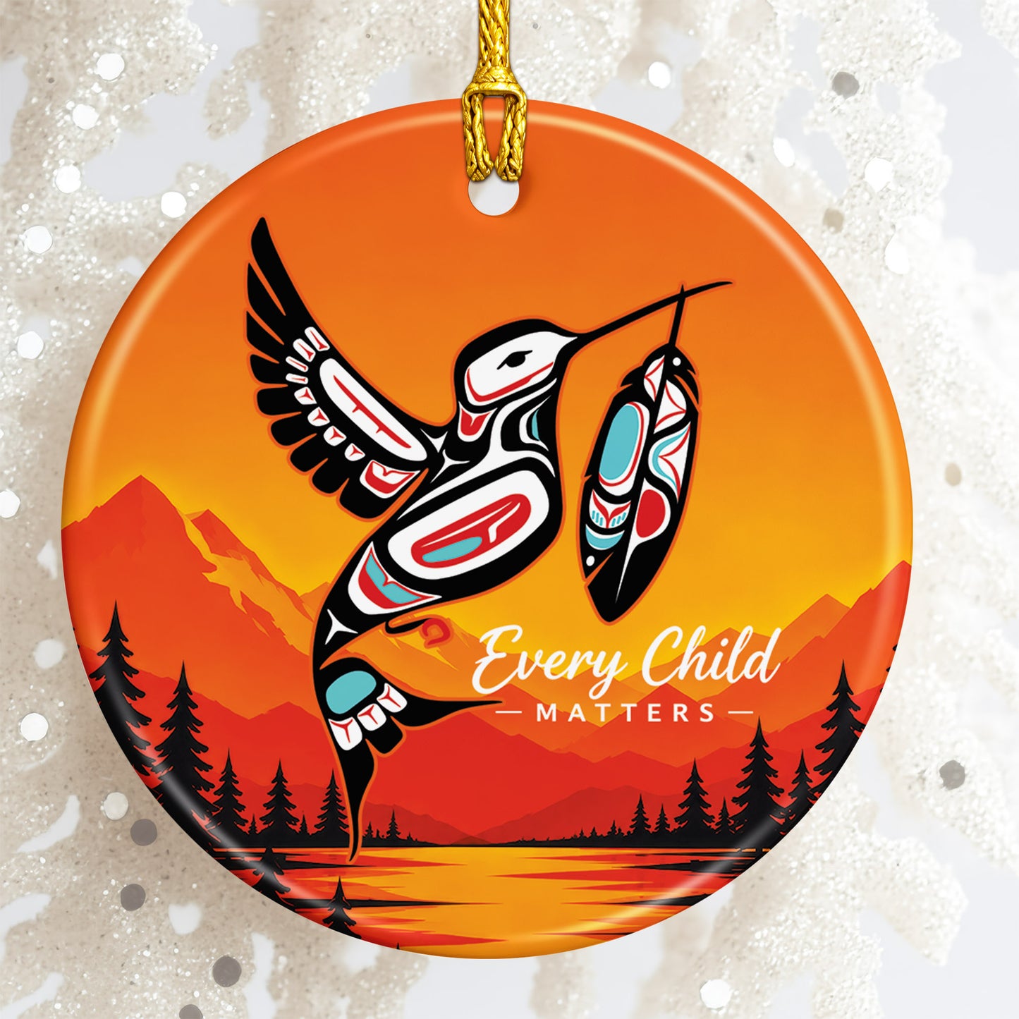 Every Child Matters Ceramic Ornament - Orange Holiday Decor