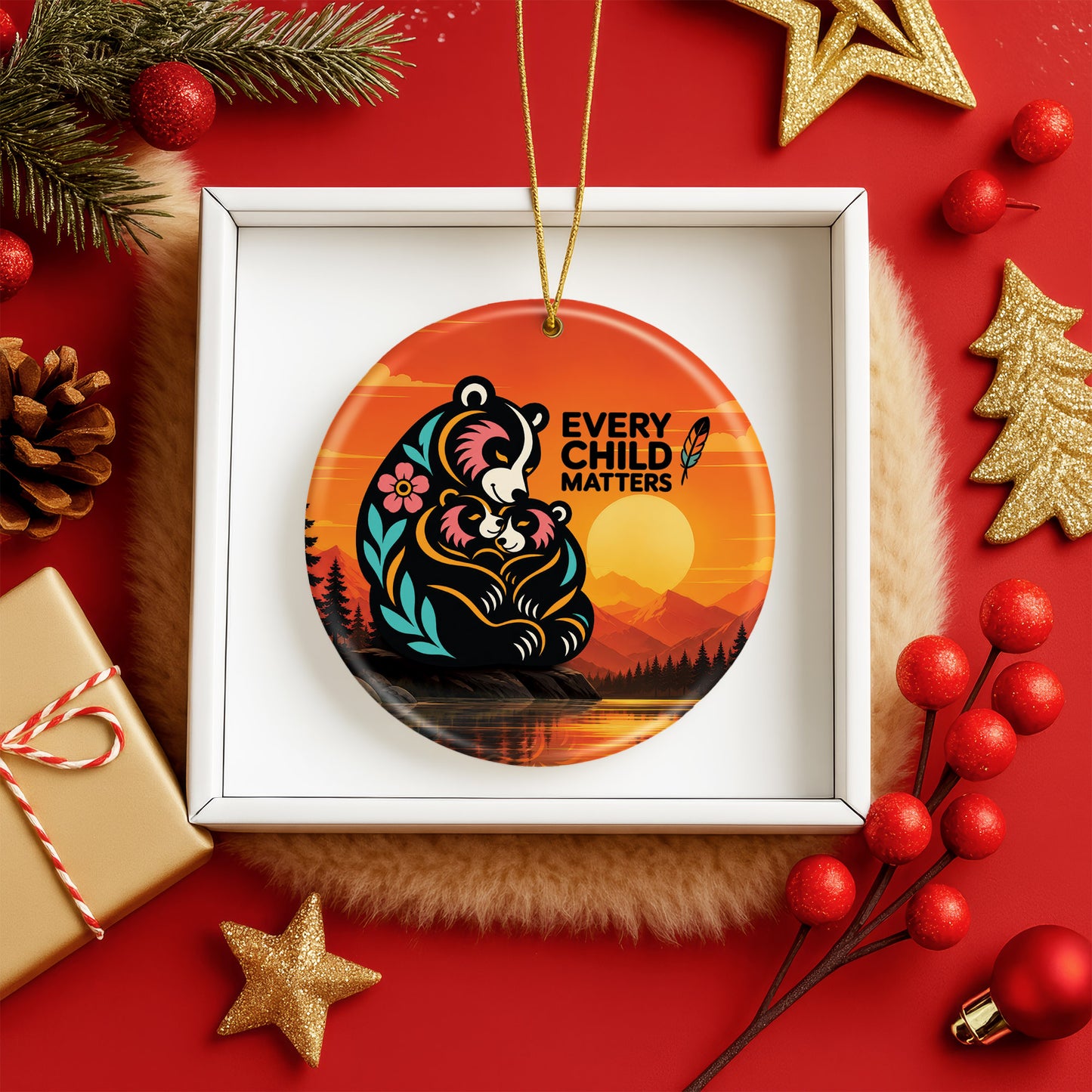Bear Family Ceramic Ornament - Every Child Matters Gift Decor