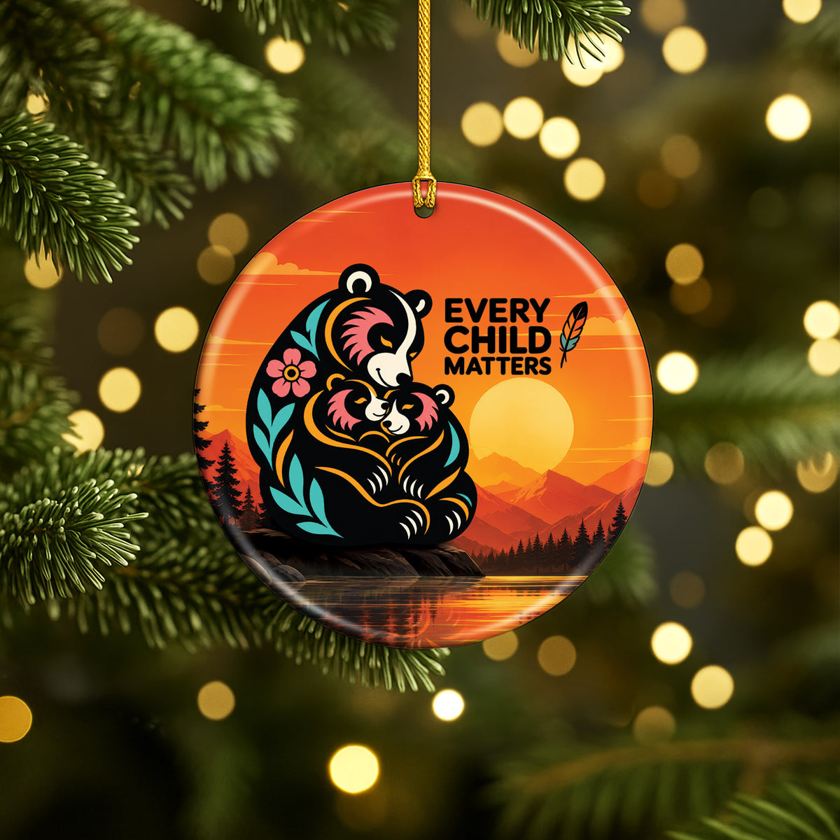 Bear Family Ceramic Ornament - Every Child Matters Gift Decor