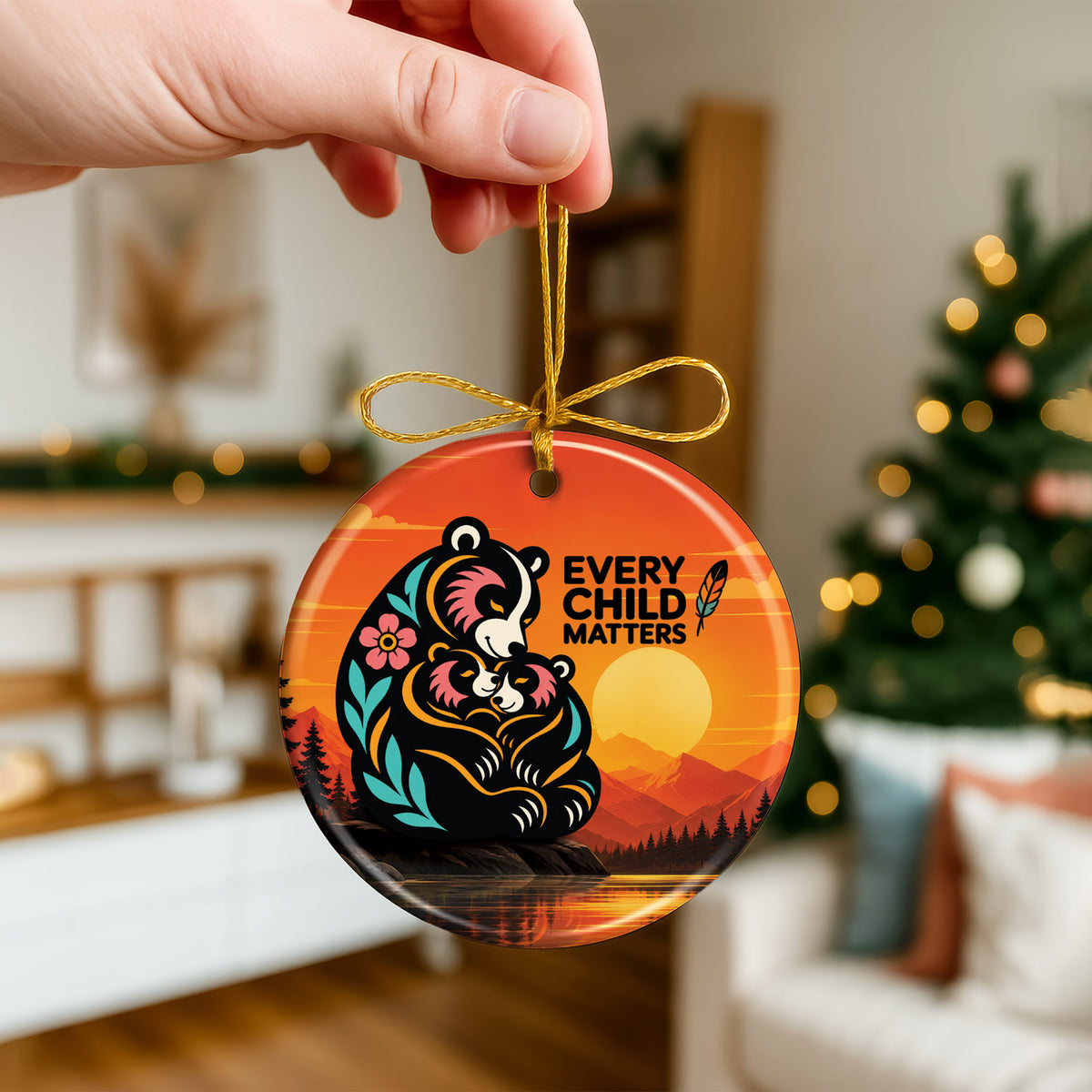 Bear Family Ceramic Ornament - Every Child Matters Gift Decor