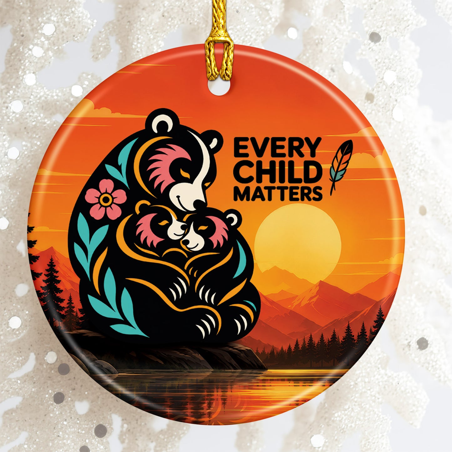Bear Family Ceramic Ornament - Every Child Matters Gift Decor