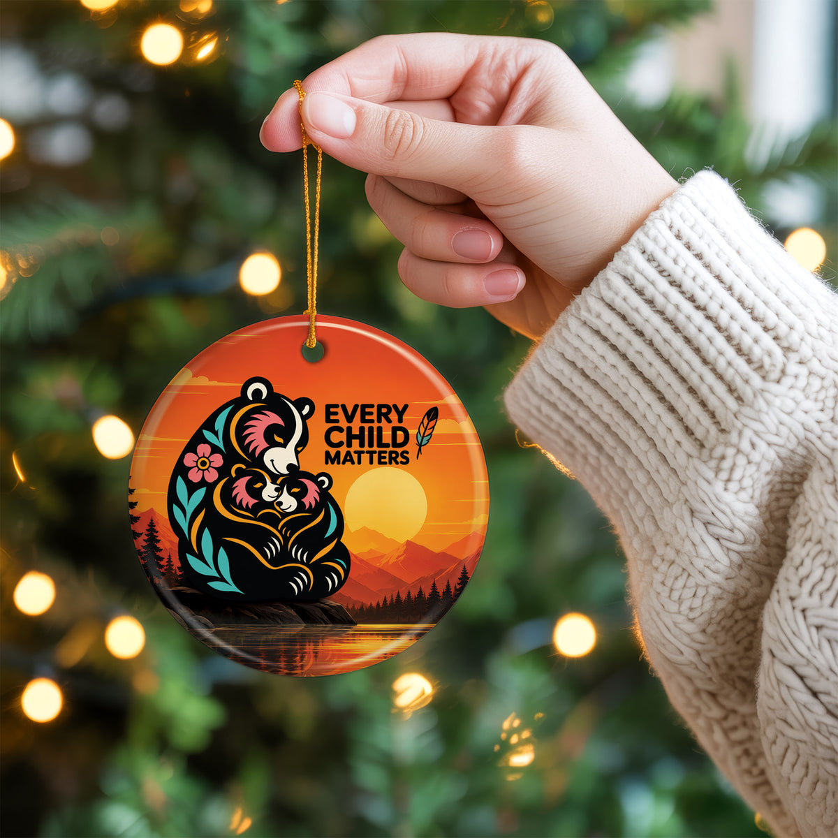 Bear Family Ceramic Ornament - Every Child Matters Gift Decor