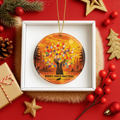 Every Child Matters Handprint Tree Ceramic Ornament - Holiday Decor Gift