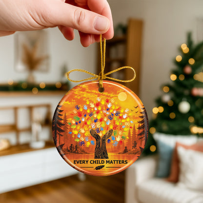 Every Child Matters Handprint Tree Ceramic Ornament - Holiday Decor Gift