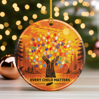 Every Child Matters Handprint Tree Ceramic Ornament - Holiday Decor Gift
