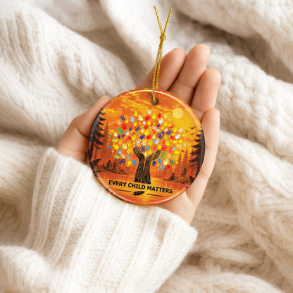 Every Child Matters Handprint Tree Ceramic Ornament - Holiday Decor Gift