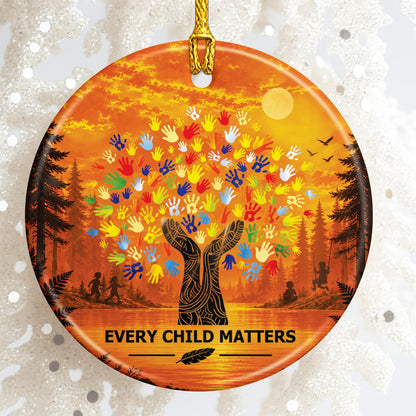Every Child Matters Handprint Tree Ceramic Ornament - Holiday Decor Gift