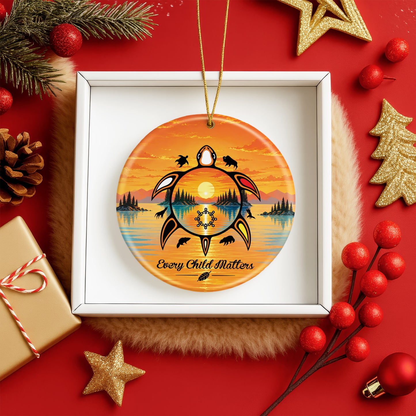 Every Child Matters Turtle Ceramic Ornament - Holiday Decor Gift