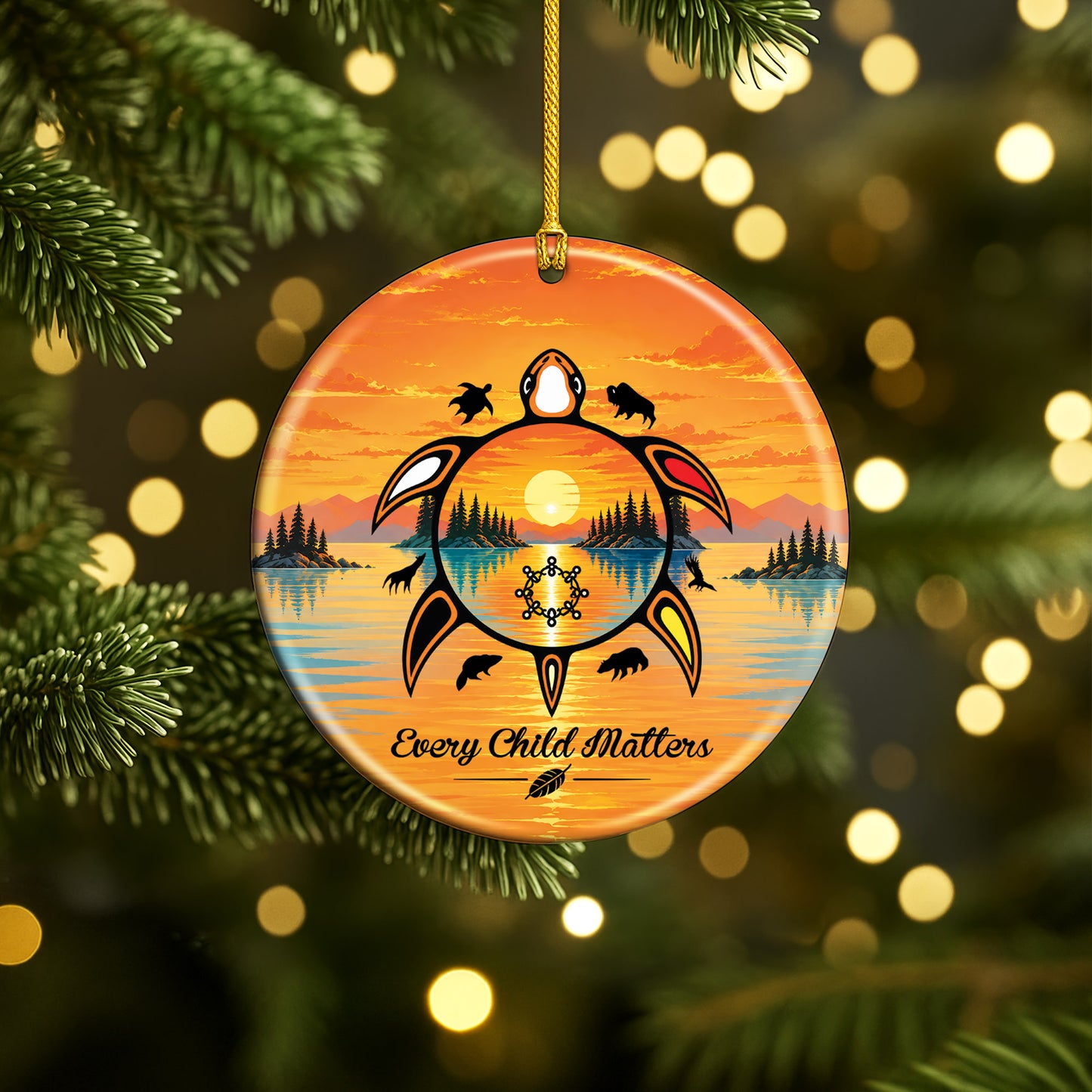 Every Child Matters Turtle Ceramic Ornament - Holiday Decor Gift