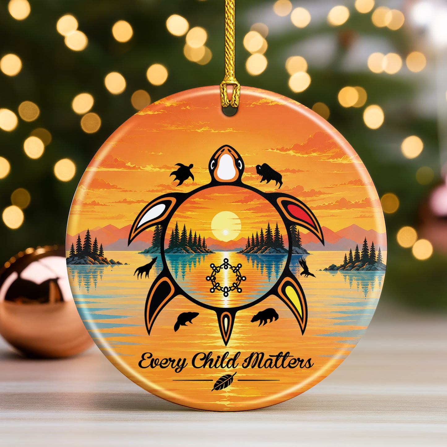 Every Child Matters Turtle Ceramic Ornament - Holiday Decor Gift