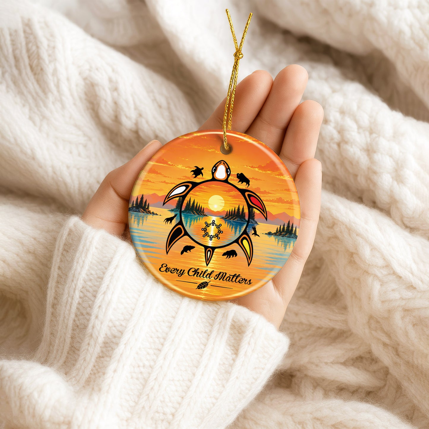 Every Child Matters Turtle Ceramic Ornament - Holiday Decor Gift
