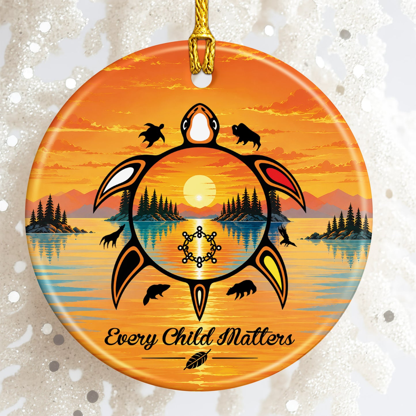 Every Child Matters Turtle Ceramic Ornament - Holiday Decor Gift