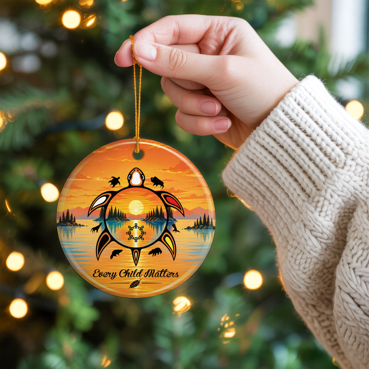 Every Child Matters Turtle Ceramic Ornament - Holiday Decor Gift