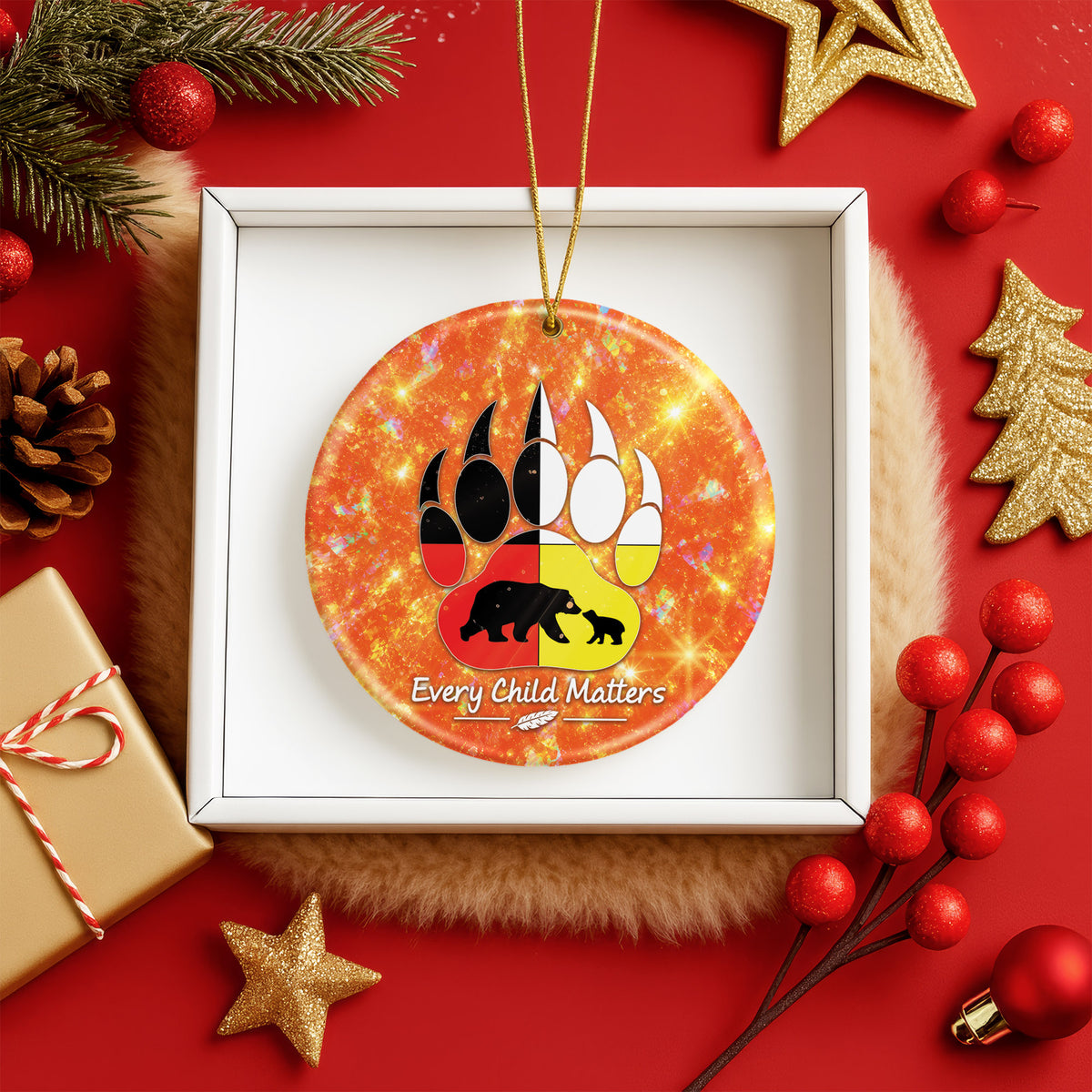 Every Child Matters Bear Ceramic Ornament - Holiday Decor Gift