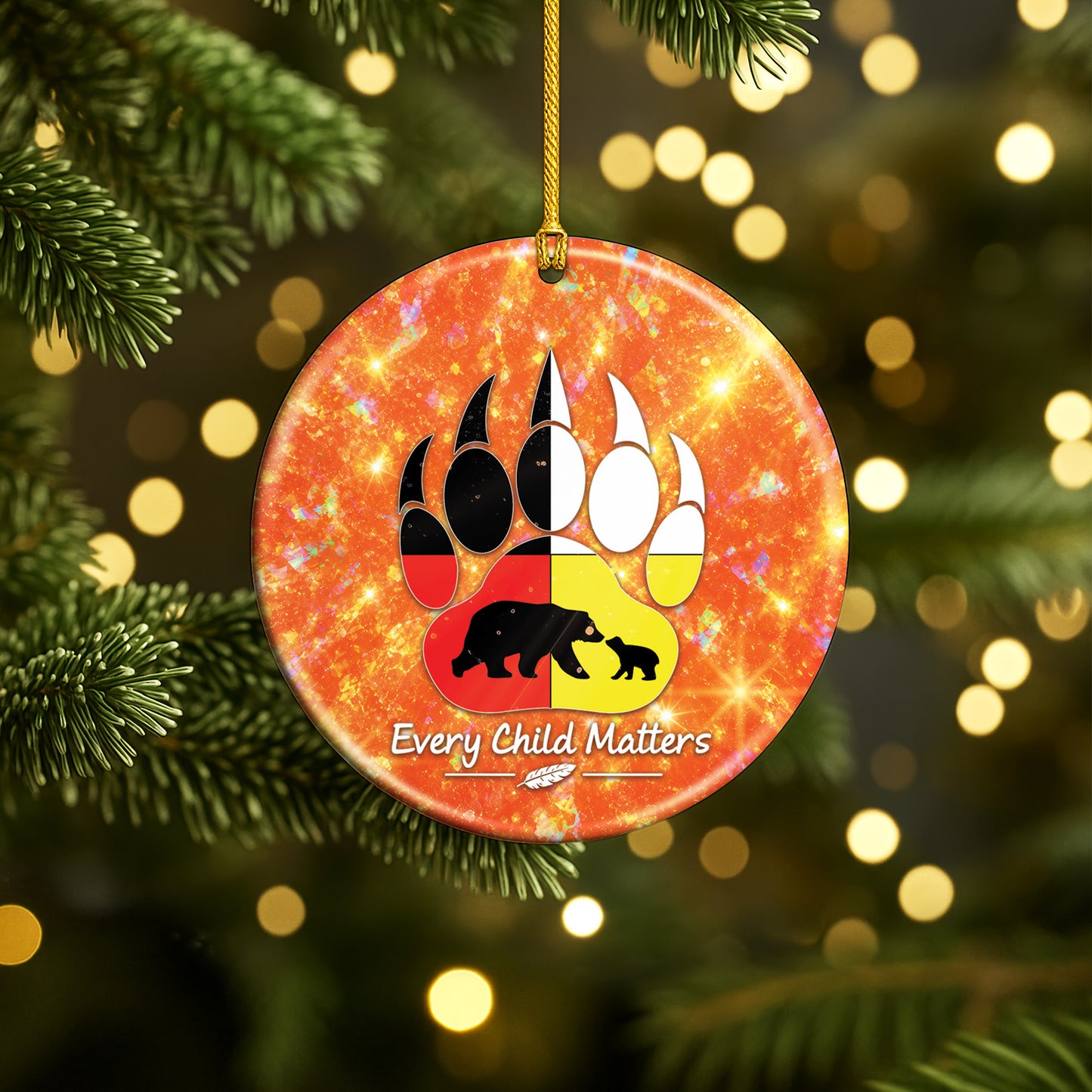 Every Child Matters Bear Ceramic Ornament - Holiday Decor Gift