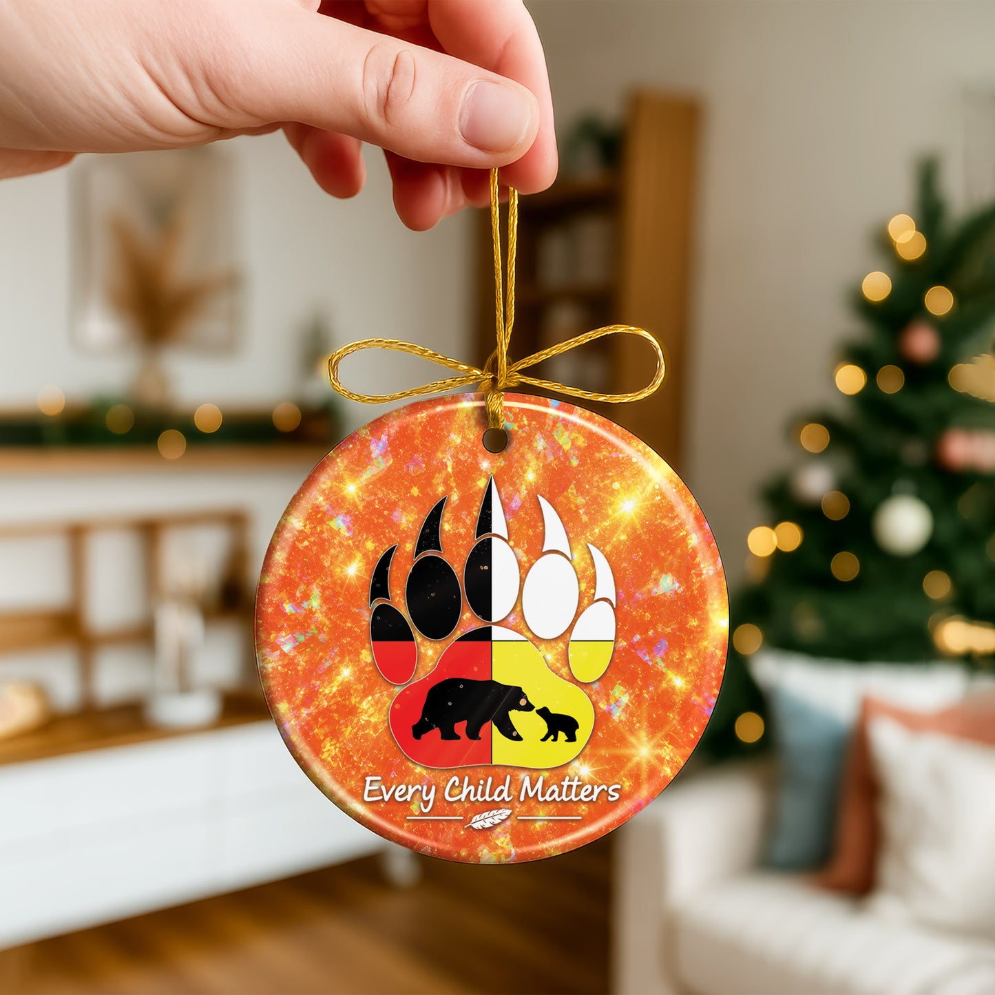 Every Child Matters Bear Ceramic Ornament - Holiday Decor Gift