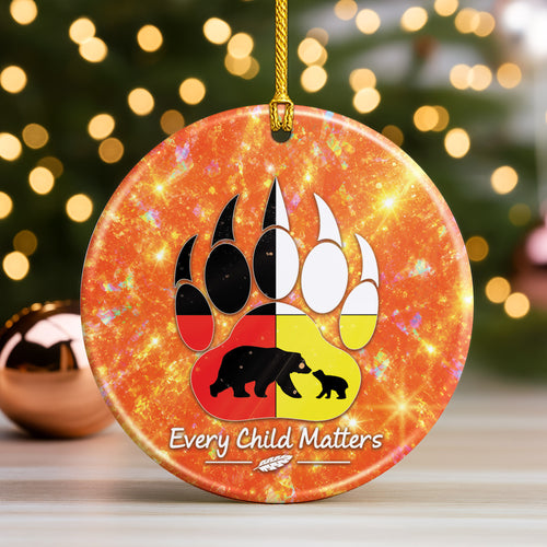 Every Child Matters Bear Ceramic Ornament - Holiday Decor Gift