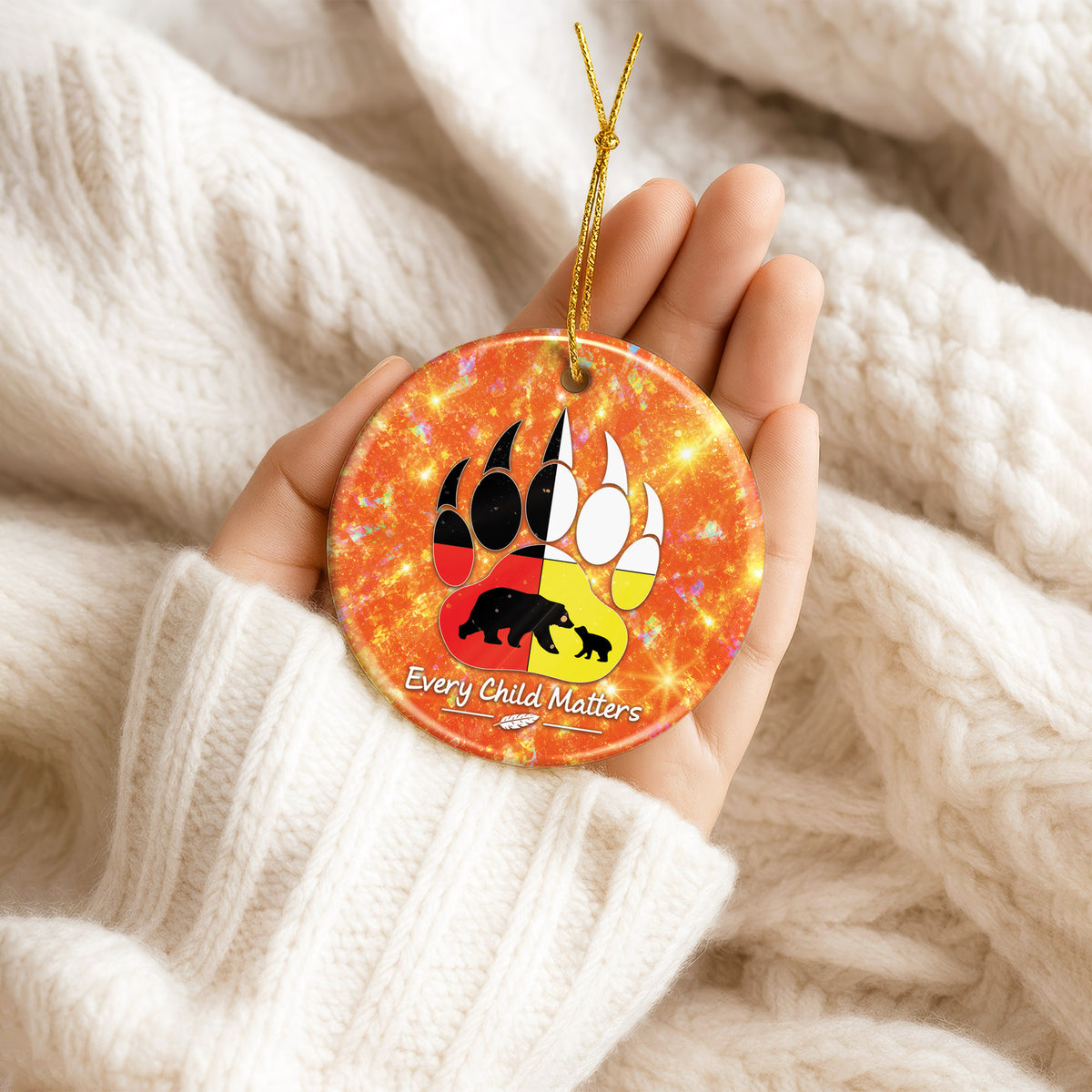 Every Child Matters Bear Ceramic Ornament - Holiday Decor Gift