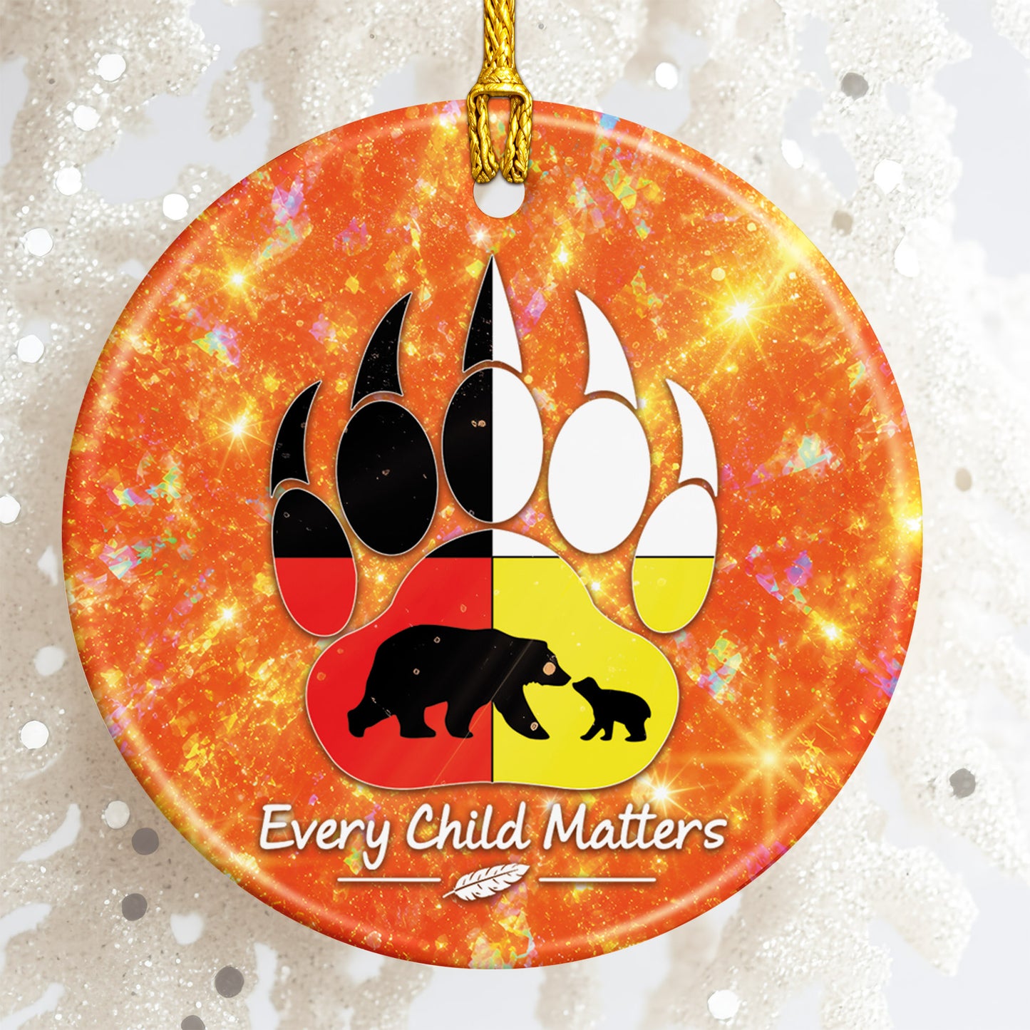 Every Child Matters Bear Ceramic Ornament - Holiday Decor Gift