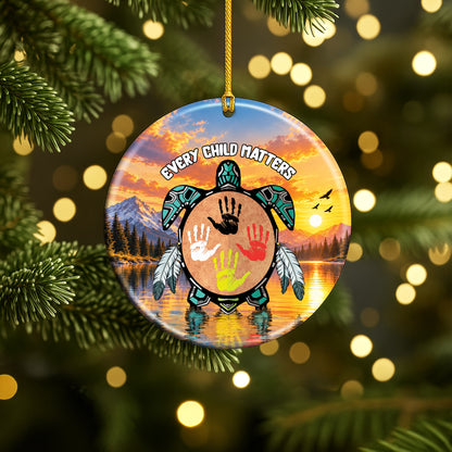 Turtle Handprint Ceramic Ornament - Every Child Matters Gift Decor