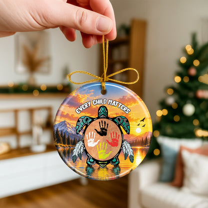 Turtle Handprint Ceramic Ornament - Every Child Matters Gift Decor