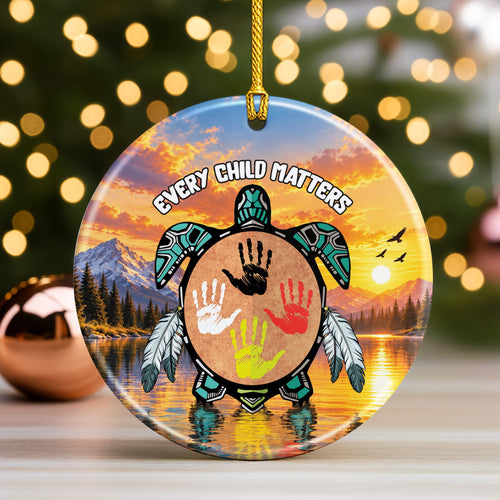 Turtle Handprint Ceramic Ornament - Every Child Matters Gift Decor