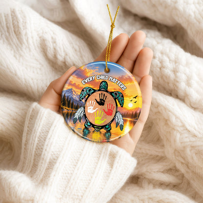 Turtle Handprint Ceramic Ornament - Every Child Matters Gift Decor