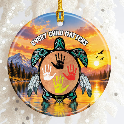 Turtle Handprint Ceramic Ornament - Every Child Matters Gift Decor