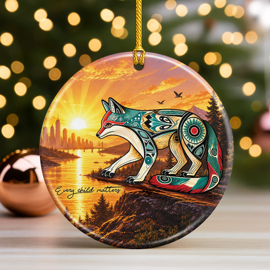 Every Child Matters Fox Ceramic Ornament - Meaningful Holiday Decoration