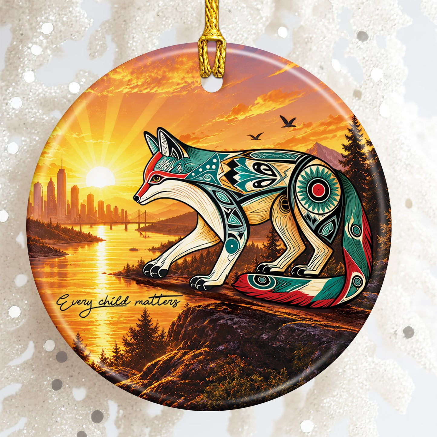 Every Child Matters Fox Ceramic Ornament - Meaningful Holiday Decoration