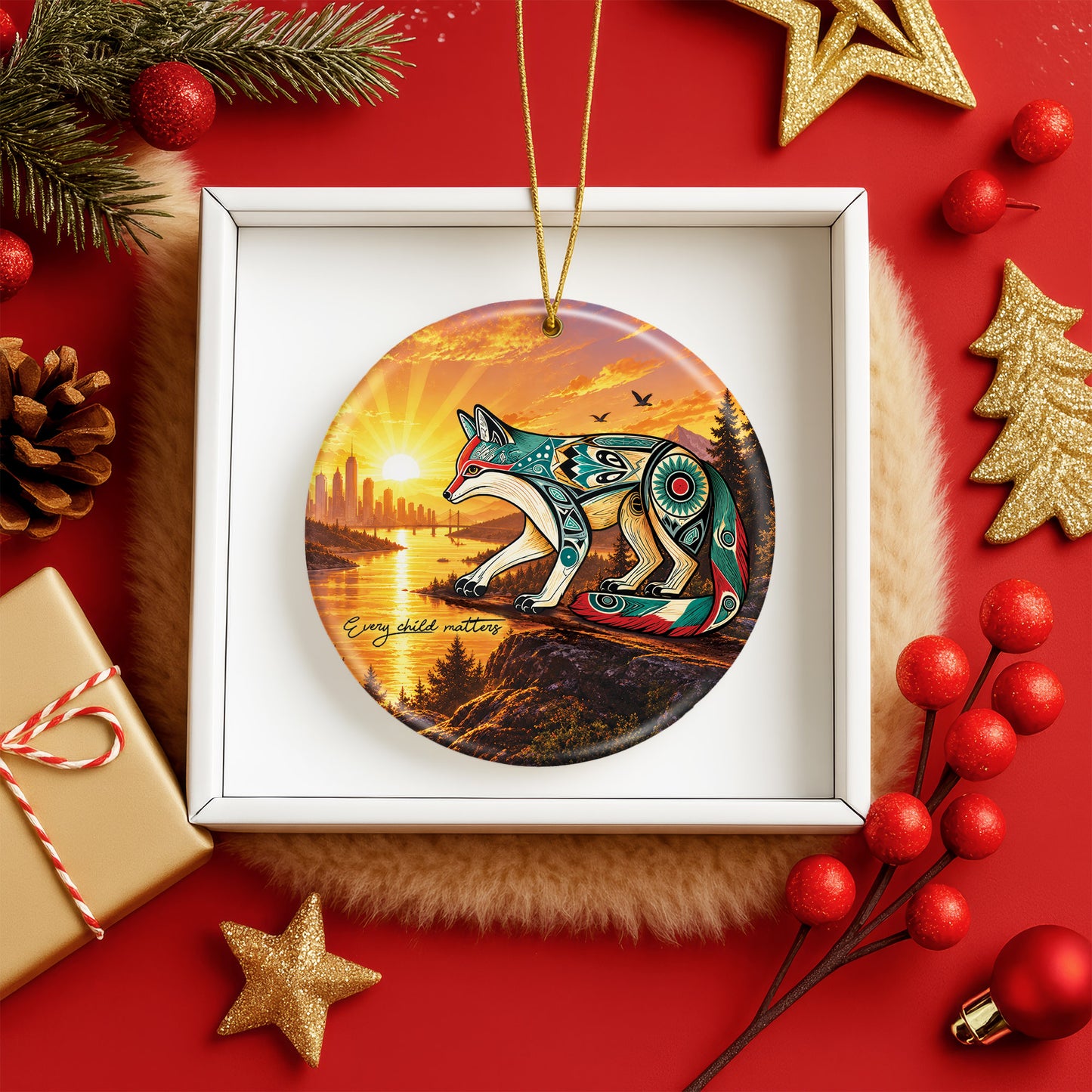 Every Child Matters Fox Ceramic Ornament - Meaningful Holiday Decoration