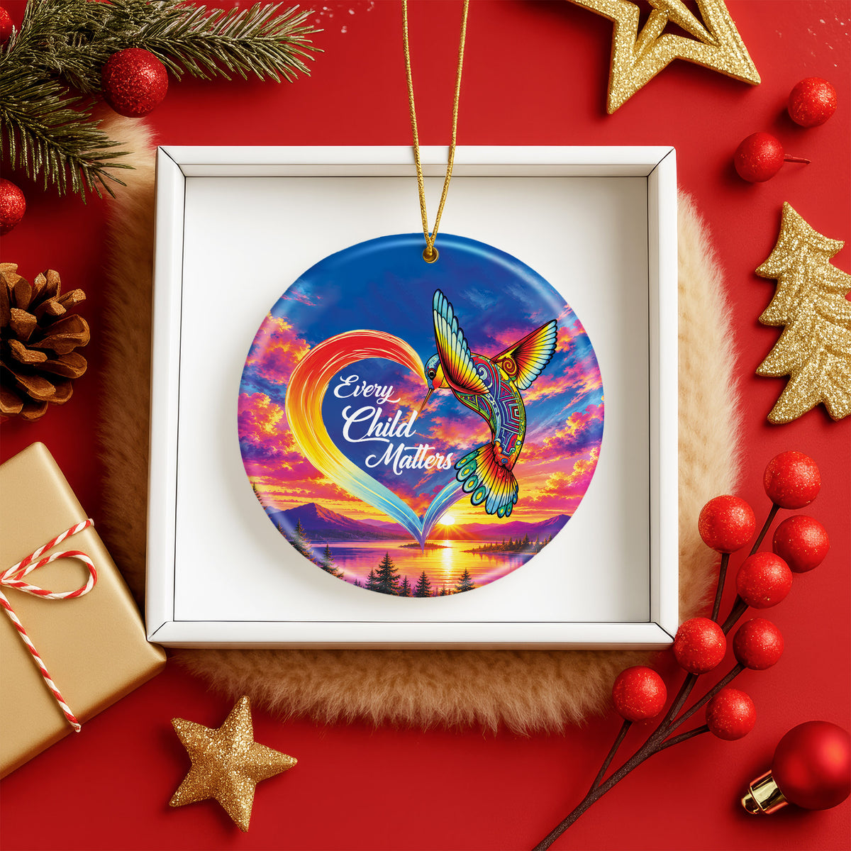 Every Child Matters Hummingbird Ceramic Ornament - Holiday Decoration