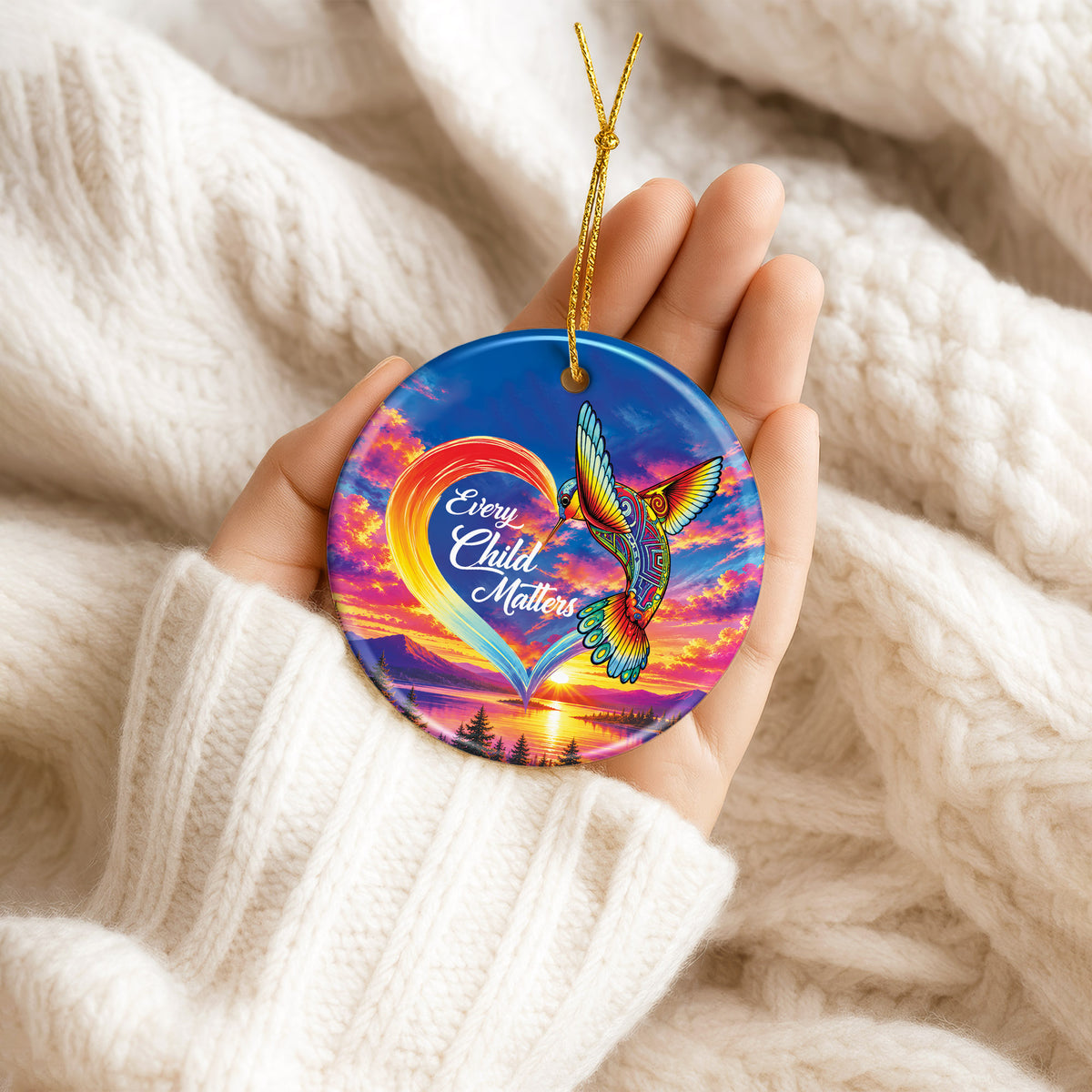 Every Child Matters Hummingbird Ceramic Ornament - Holiday Decoration