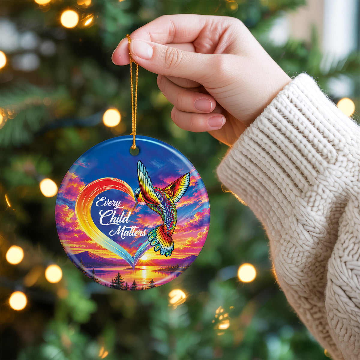 Every Child Matters Hummingbird Ceramic Ornament - Holiday Decoration