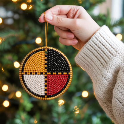 Four Directions Beaded Ceramic Christmas Ornament, Holiday Decoration