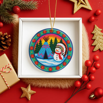 Native Beaded Ceramic Christmas Ornament, Winter Holiday Decor